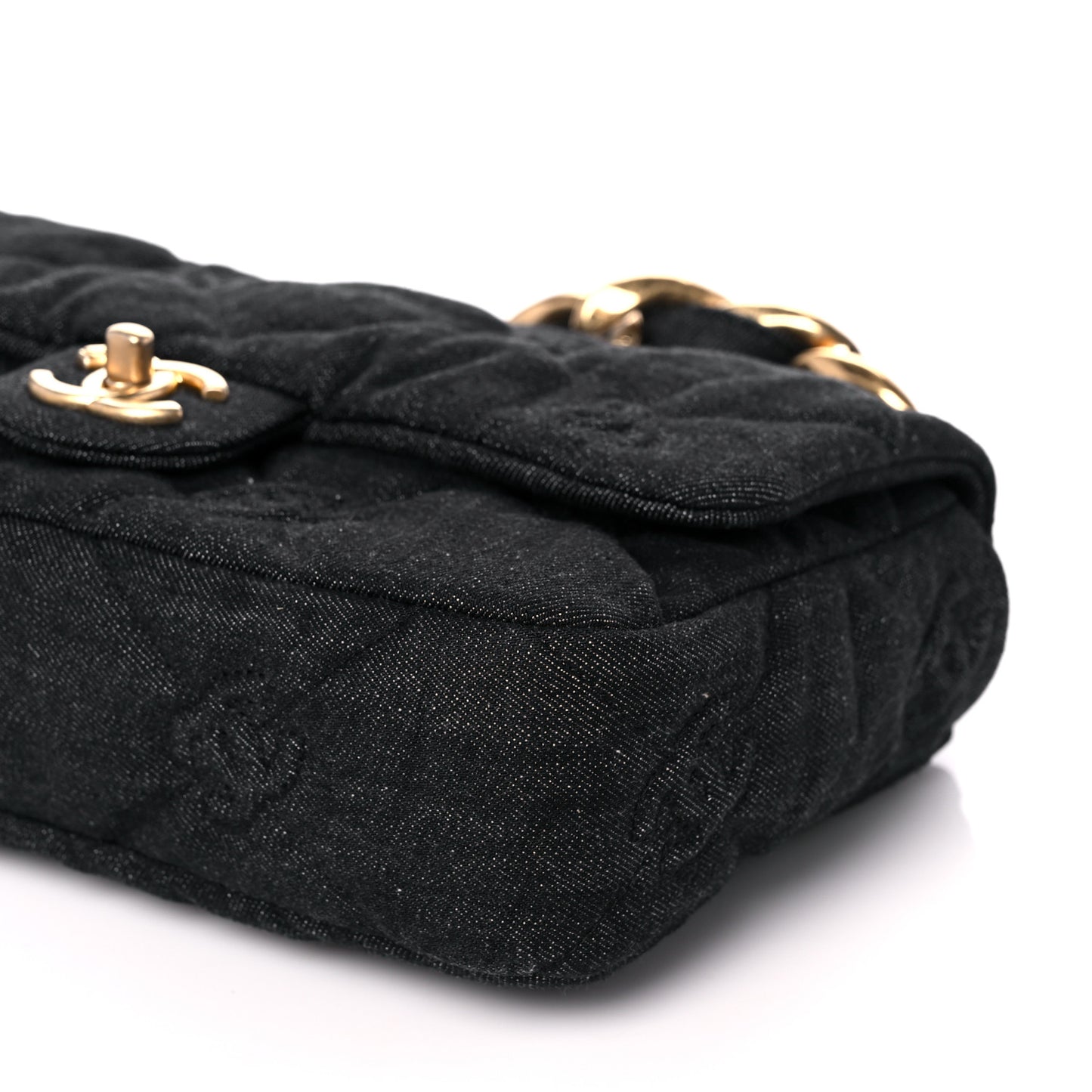 Denim Quilted Medium Funky Town Flap Black