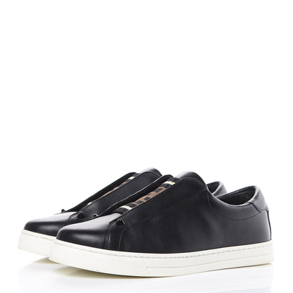 Fendi Vitello Microfiber FF Rockoclick Slip On Sneakers 36.5 Black Tobacco 3 of 9