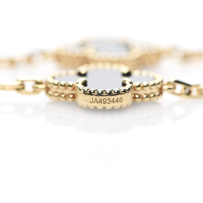 Van Cleef & Arpels 18K Yellow Gold Black Onyx 5 Motifs Vintage Alhambra Bracelet 4 of 5