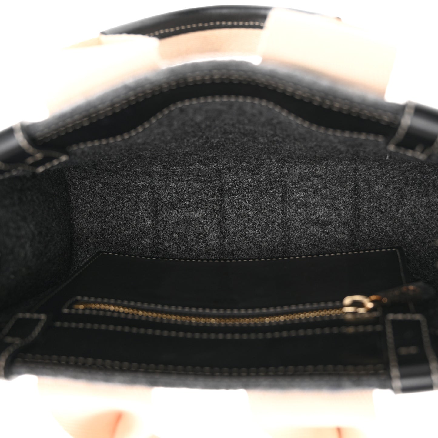 Felt Calfskin Small Woody Ribbon Tote With Strap Cashmere Grey