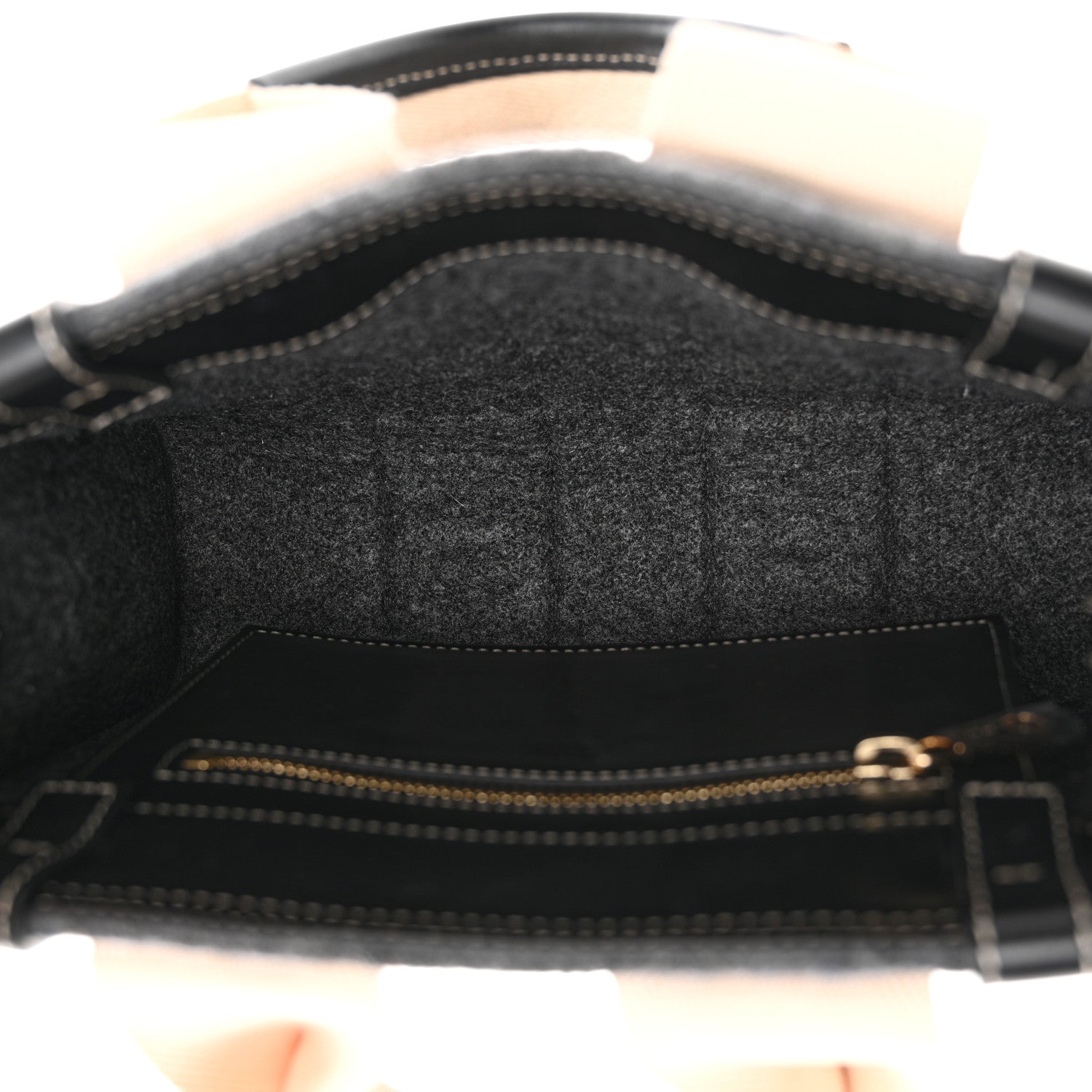 Chloe Felt Calfskin Small Woody Ribbon Tote With Strap Cashmere Grey 5 of 10