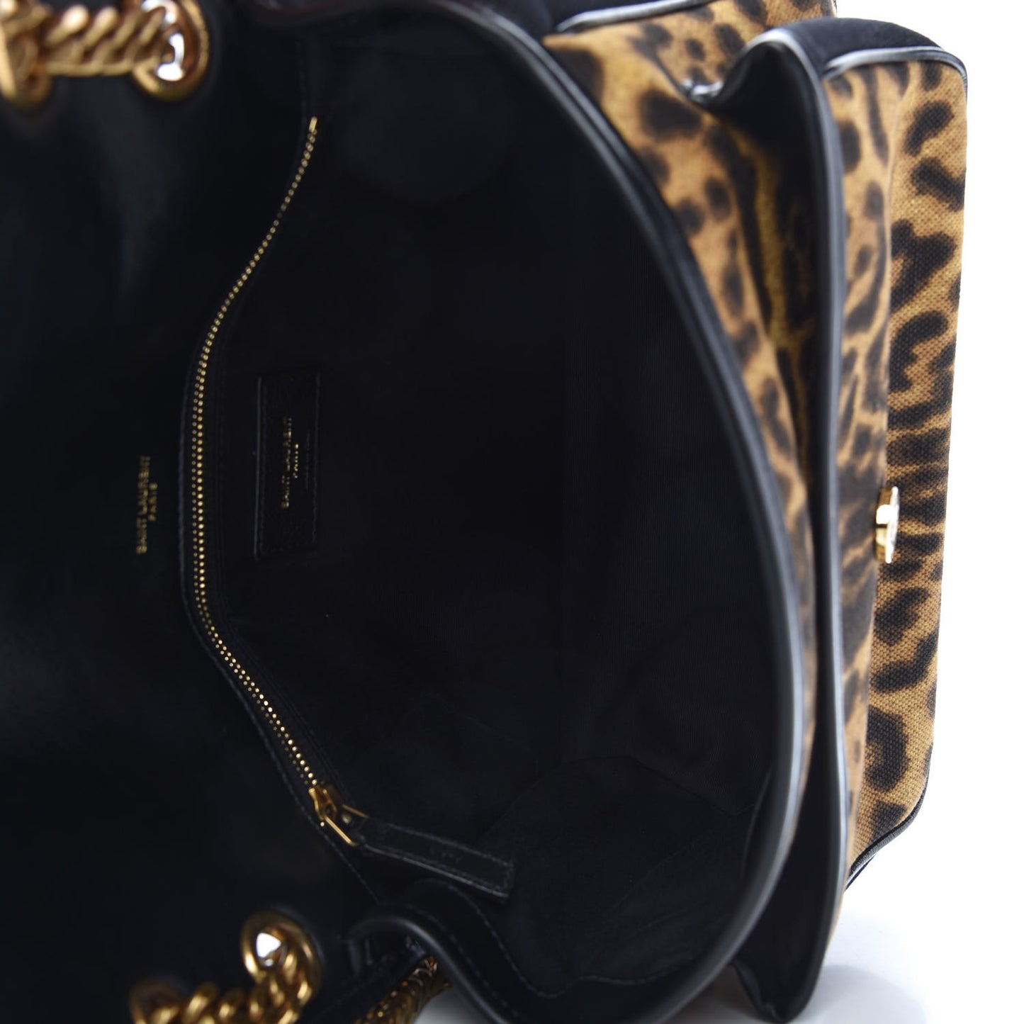 Smooth Calfskin Canvas Leopard Print Medium Niki Chain Satchel Light Natural