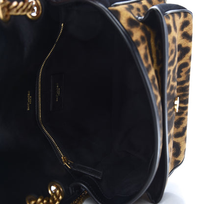 Saint Laurent Smooth Calfskin Canvas Leopard Print Medium Niki Chain Satchel Light Natural 5 of 11