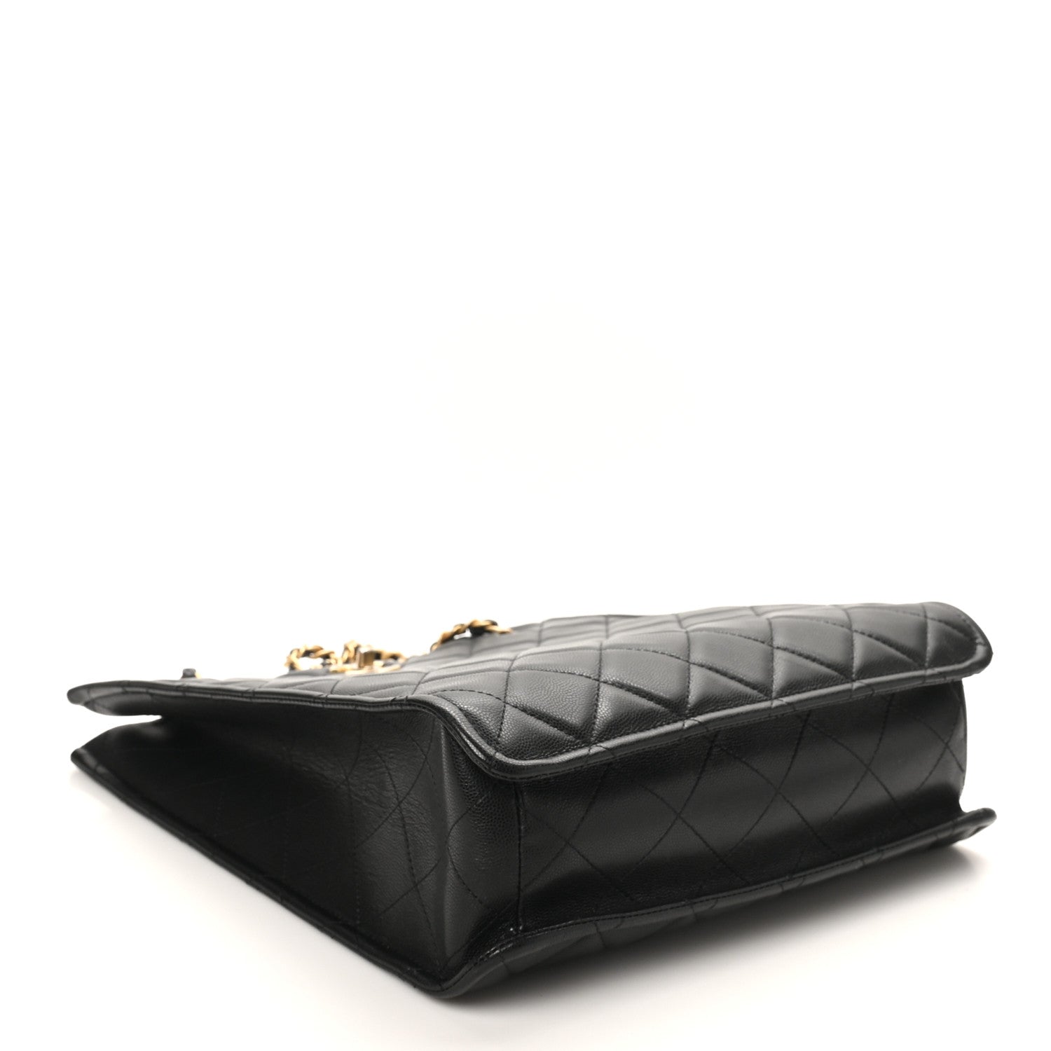 Chanel Caviar Quilted Sweet Vertical Shopping Tote Black 4 of 10
