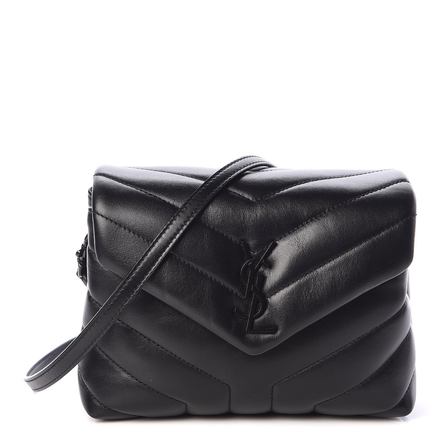 Saint Laurent Calfskin Y Quilted Monogram Toy Loulou Crossbody Bag Black 1 of 10