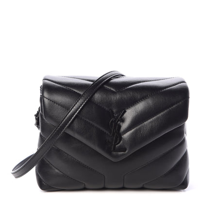 Saint Laurent Calfskin Y Quilted Monogram Toy Loulou Crossbody Bag Black 1 of 10