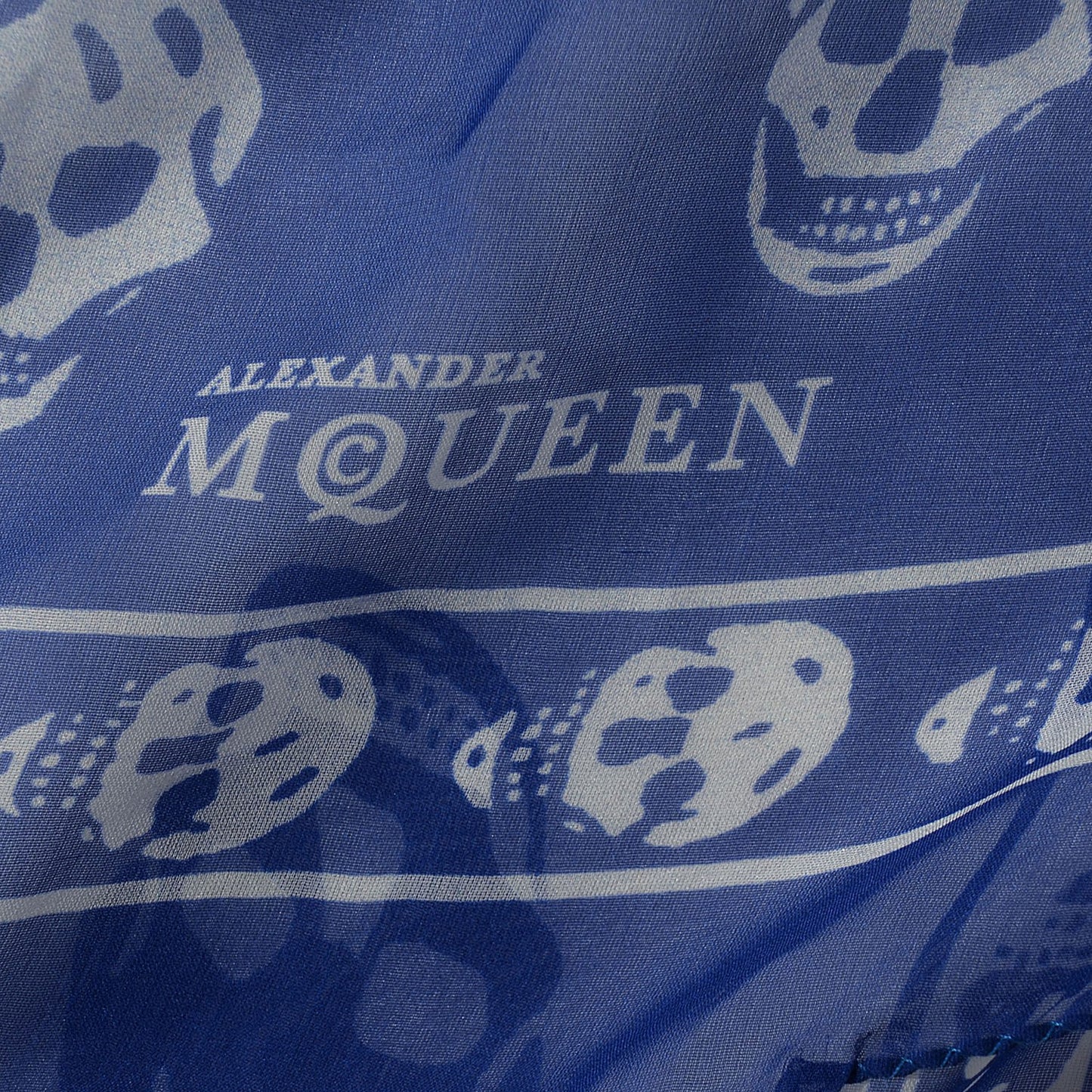 Silk Chiffon Skull Scarf Blue