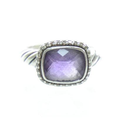 David Yurman Sterling Silver Diamond Amethyst 10mm Noblesse Ring 56 7.5 2 of 4