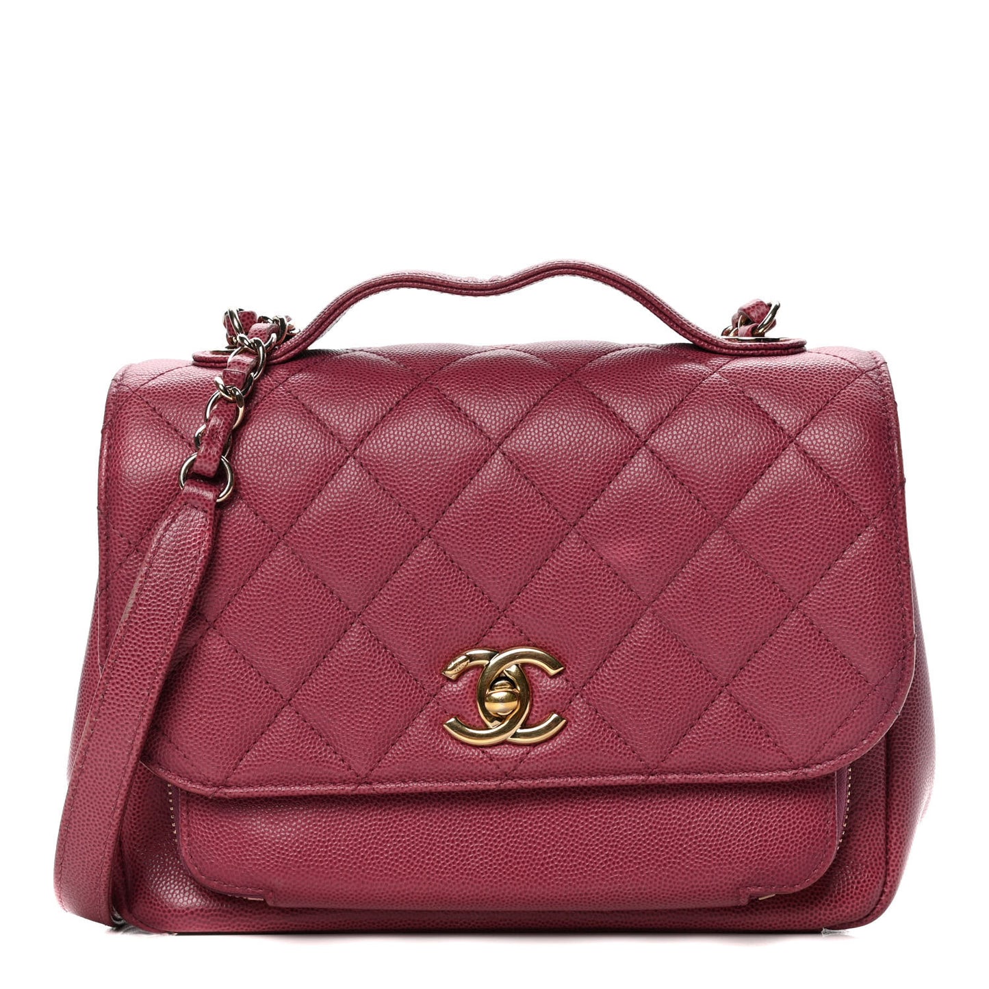 Caviar Quilted Medium Business Affinity Flap Burgundy