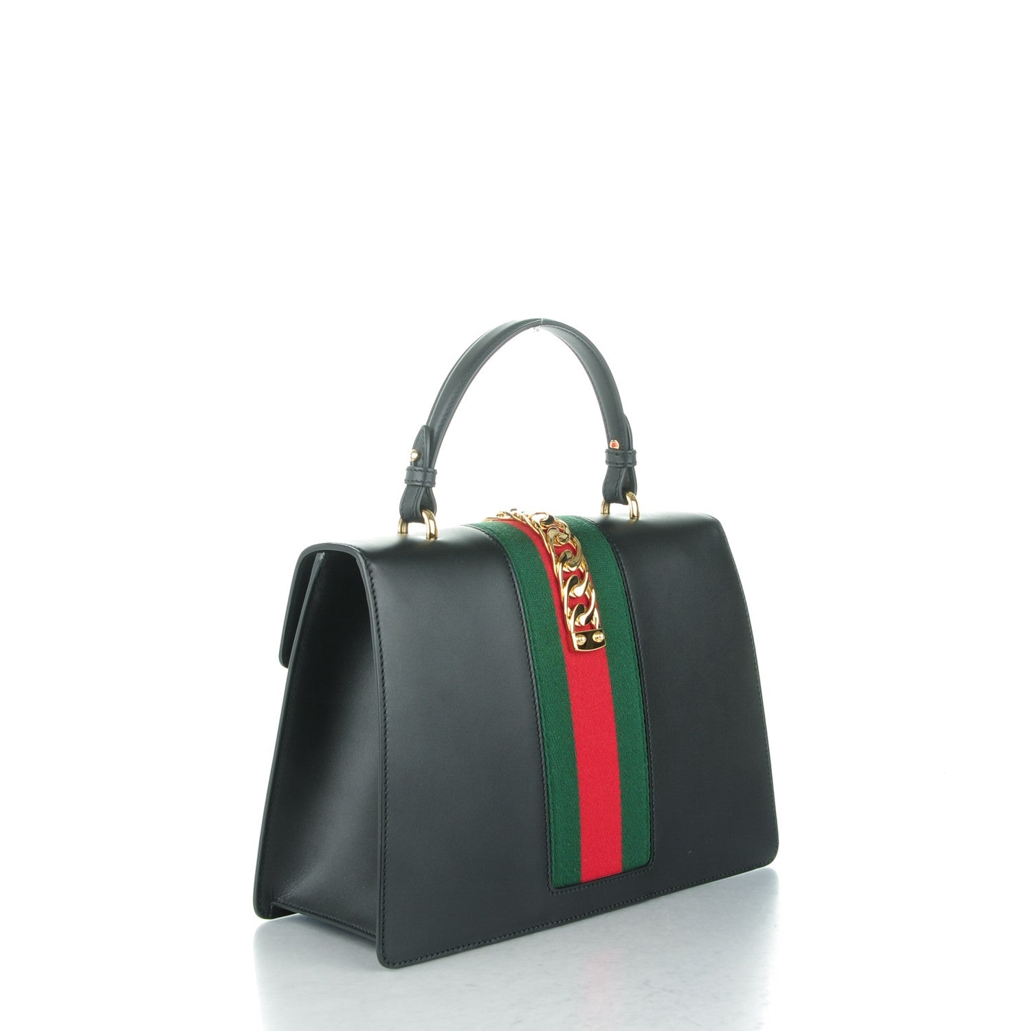 Gucci Calfskin Medium Sylvie Top Handle Bag Black 3 of 7