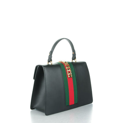 Gucci Calfskin Medium Sylvie Top Handle Bag Black 3 of 7
