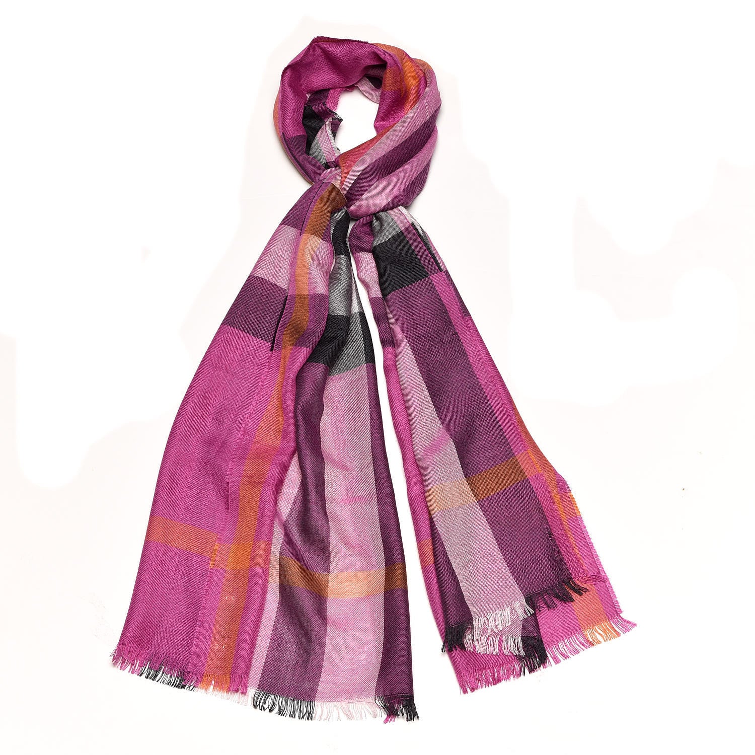 Burberry Silk Cashmere Giant Check Scarf Bright Rose 3 of 6