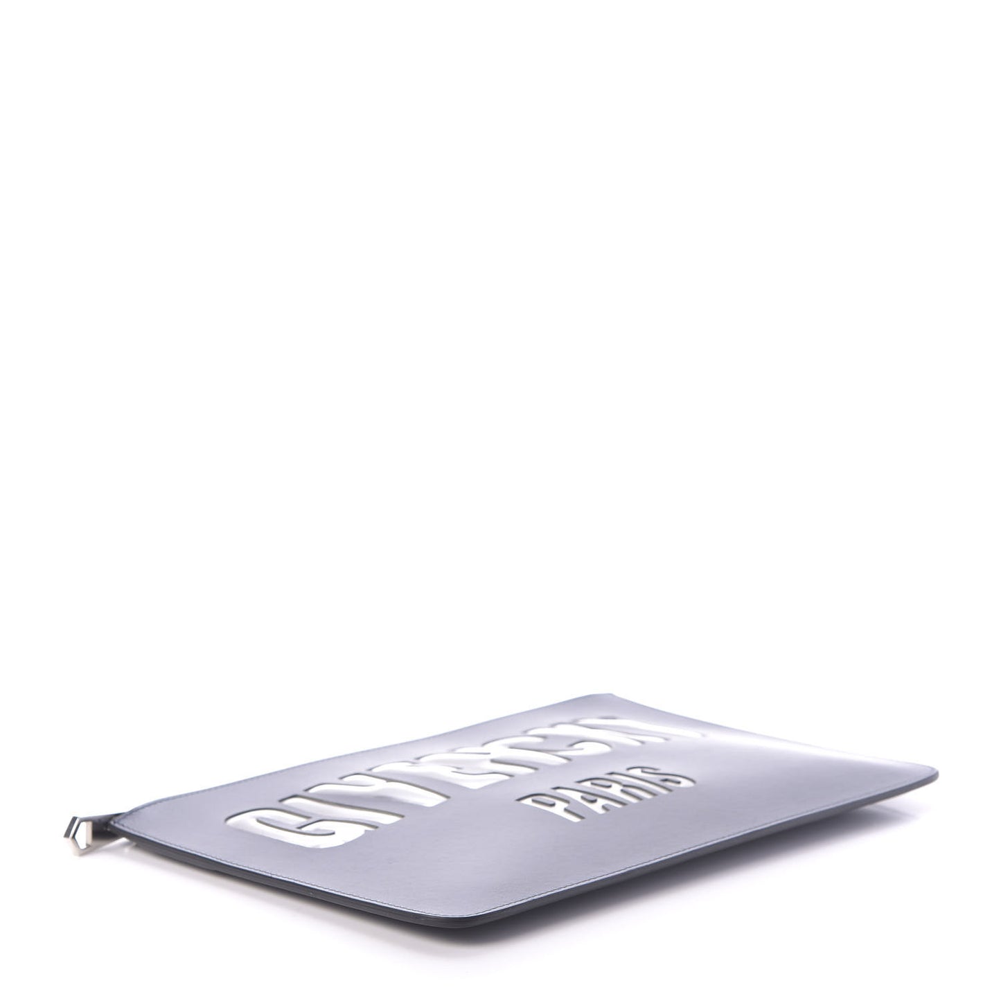 Calfskin Logo Zip Pouch Navy Silver