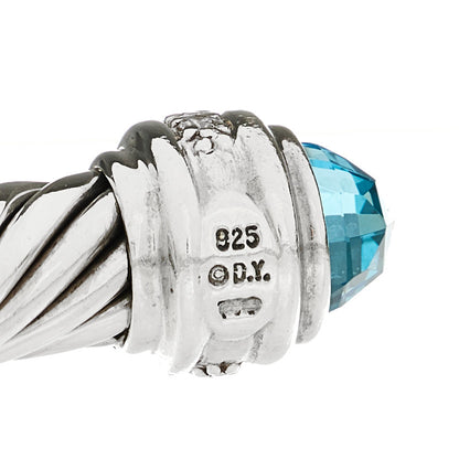 David Yurman Sterling Silver Blue Topaz Diamond 7mm Cable Classics Bracelet 3 of 3