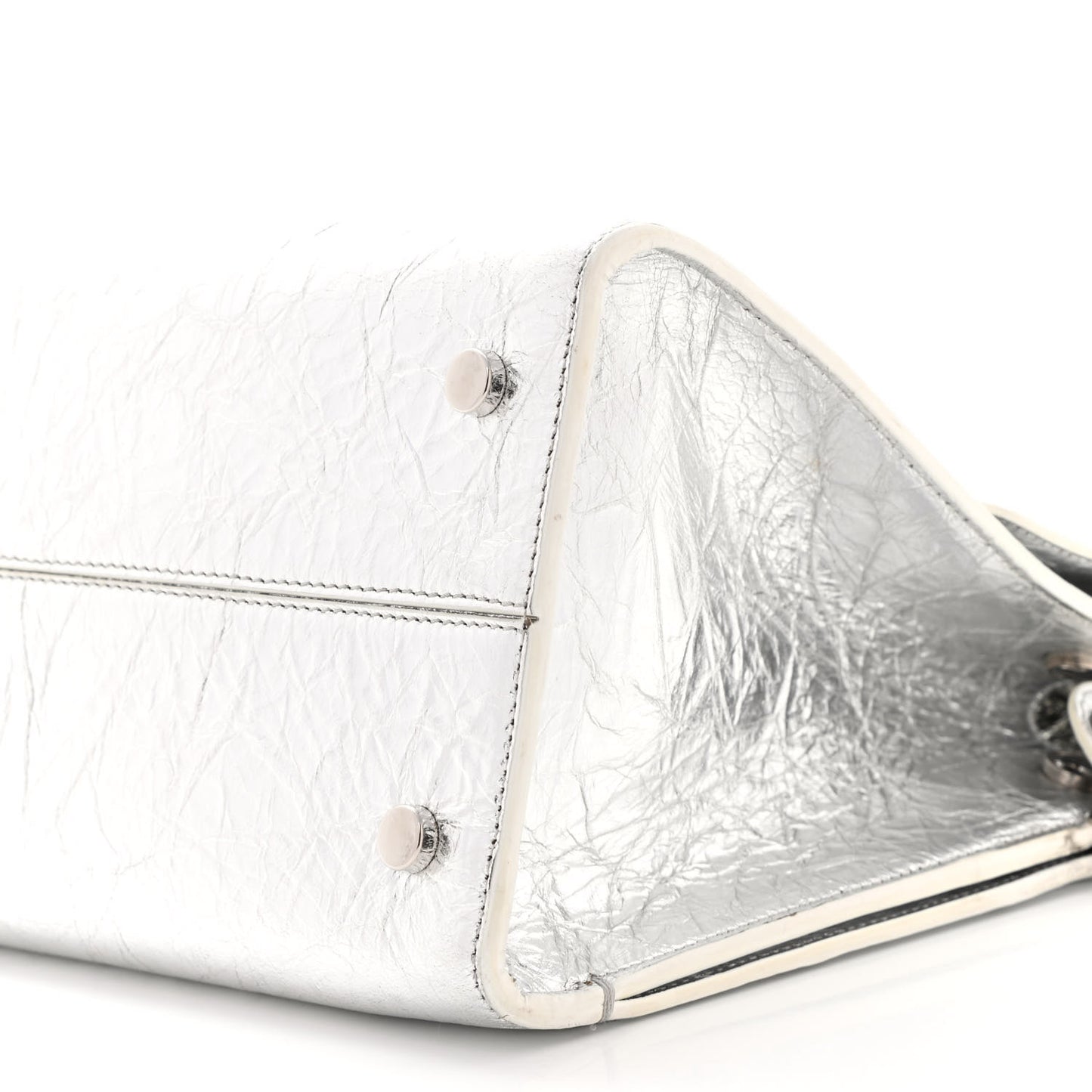 Metallic Calfskin Medium Diorever Flap Silver