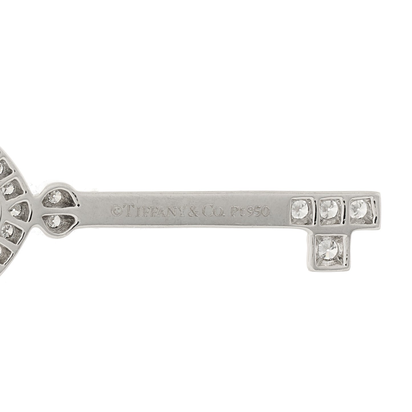 Platinum 18K White Gold Diamond Mini Heart Key Pendant
