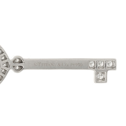 Tiffany Platinum 18K White Gold Diamond Mini Heart Key Pendant 3 of 5