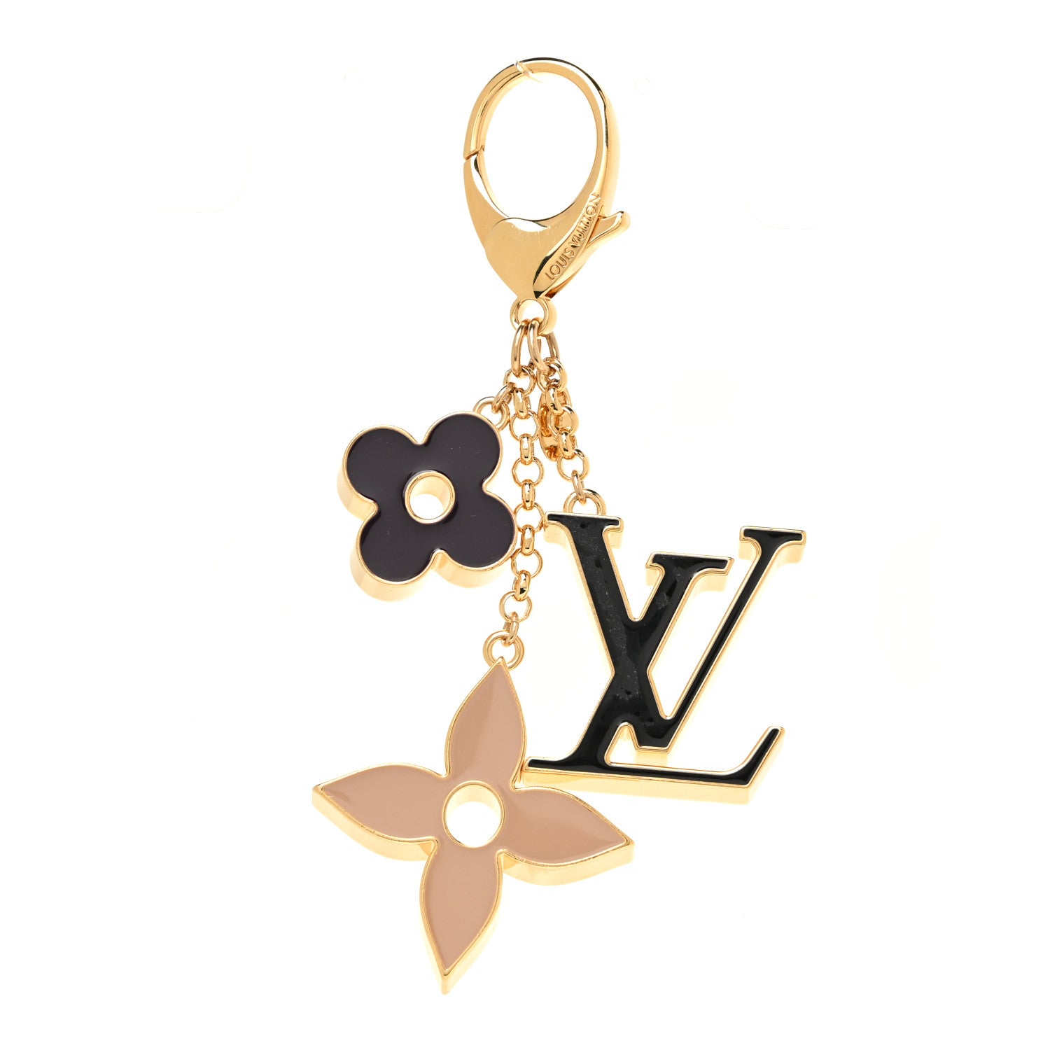 Louis Vuitton Metal Enamel Fleur De Monogram Bag Charm Dore 1 of 5