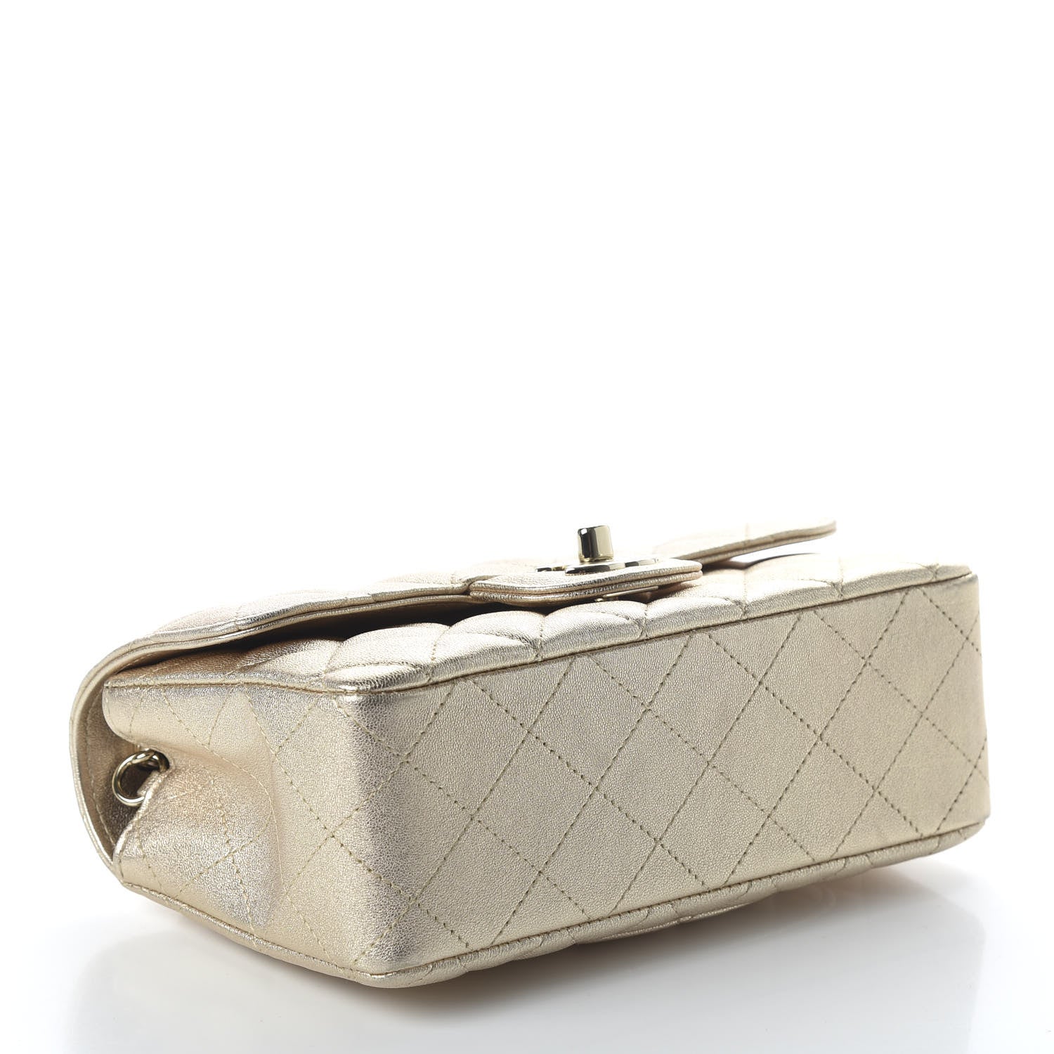 Chanel Metallic Lambskin Quilted Mini Rectangular Flap Gold 4 of 10