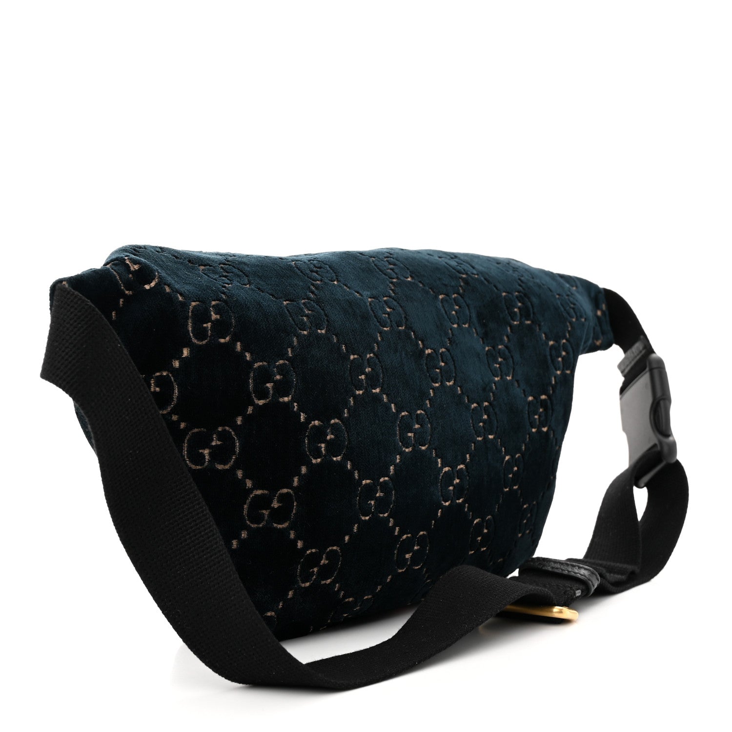 Gucci Velvet GG Monogram Web Belt Bag Blue Beige 3 of 12
