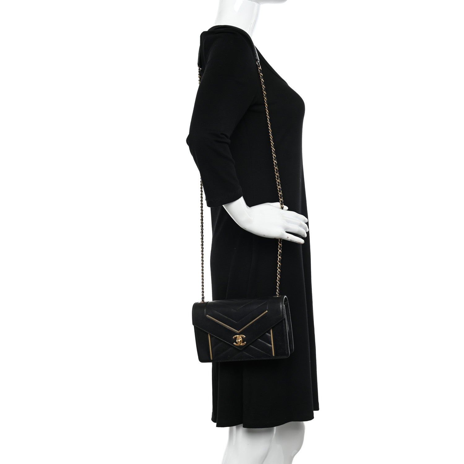 Chanel Lambskin Reversed Chevron Quilted Flap Black 2 of 11