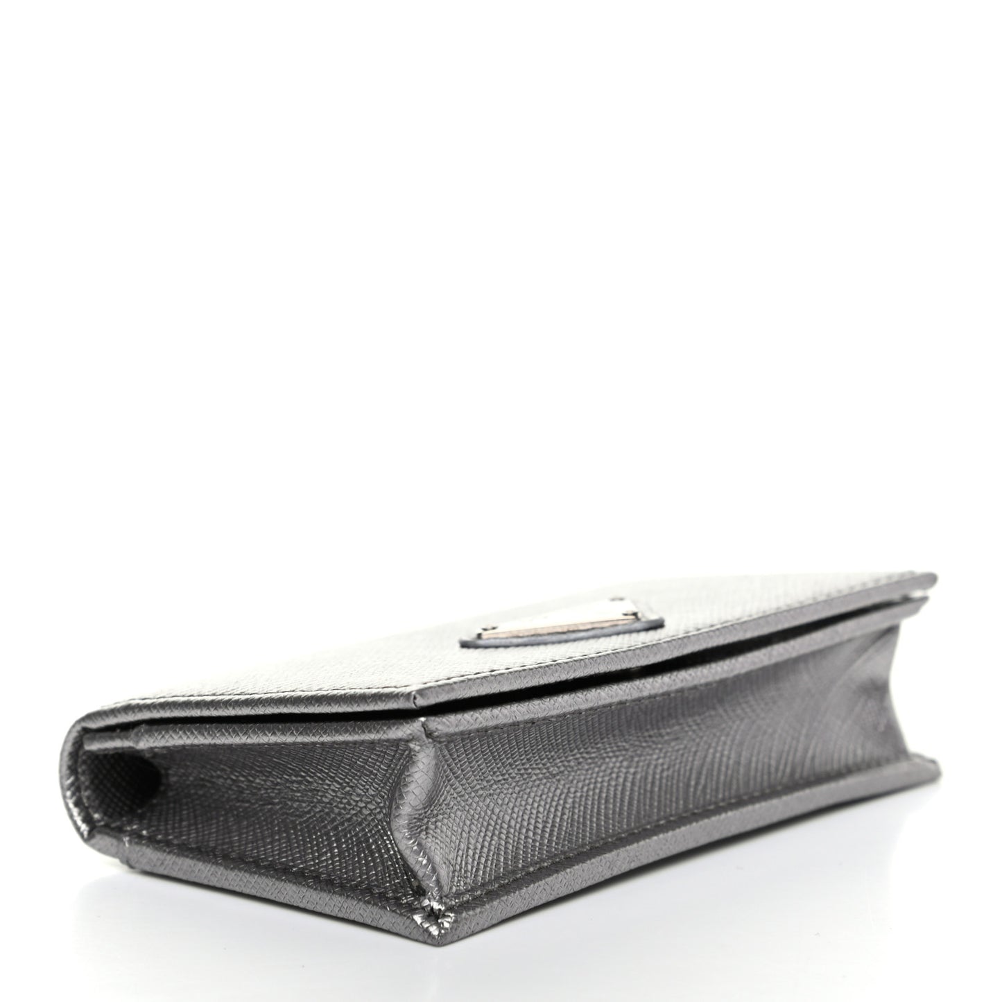 Metallic Saffiano Card Holder Cromo