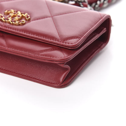 Chanel Shiny Goatskin Quilted Chanel 19 Wallet On Chain WOC Red 10 of 12