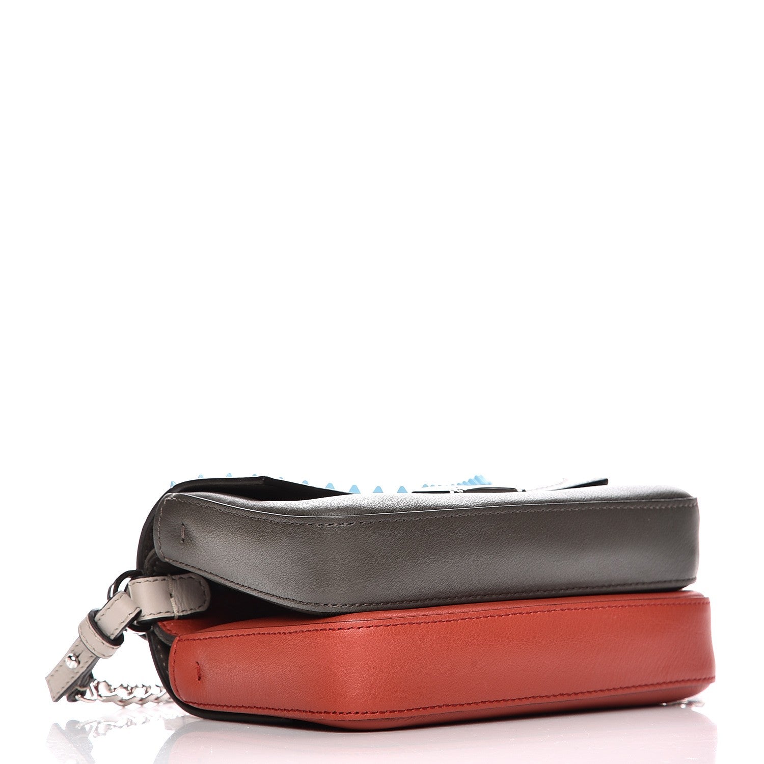 Fendi Vitello Dolce Monster Eyes Studded Micro Double Baguette Carbone White Multicolor 4 of 11