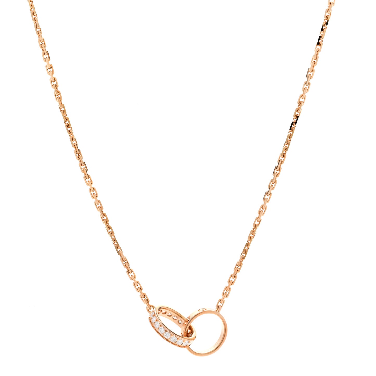 18K Pink Gold Diamond Interlocking LOVE Necklace