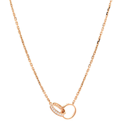 Cartier 18K Pink Gold Diamond Interlocking LOVE Necklace 1 of 8