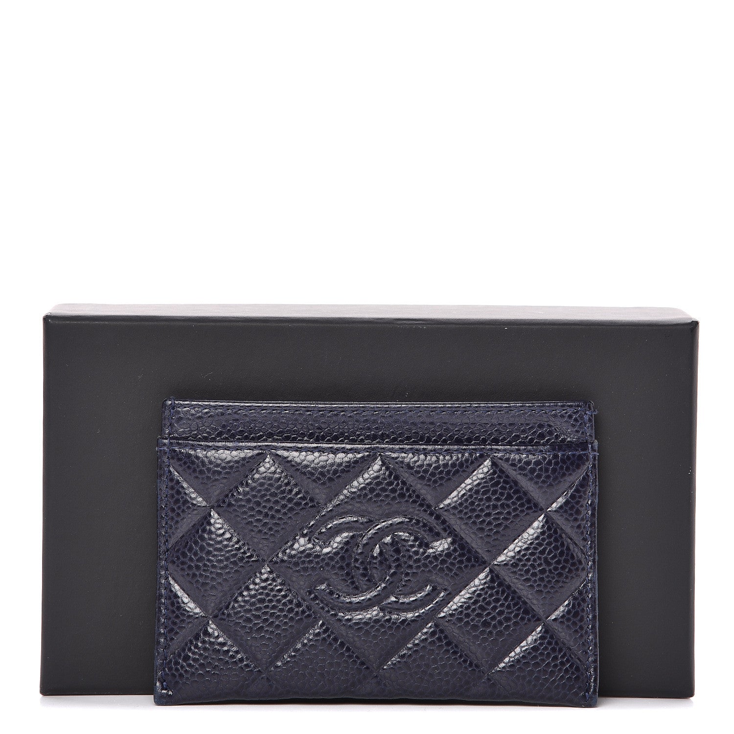 Chanel Caviar Quilted Diamond CC Card Holder Dark Navy 13 of 13