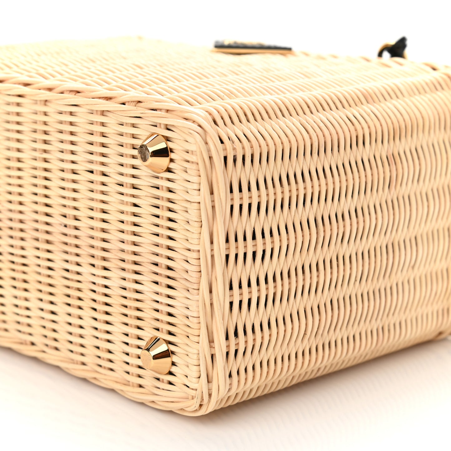 Wicker Canvas Shoulder Bag Black
