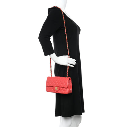Chanel Lambskin Quilted Mini Rectangular Flap Red 2 of 11