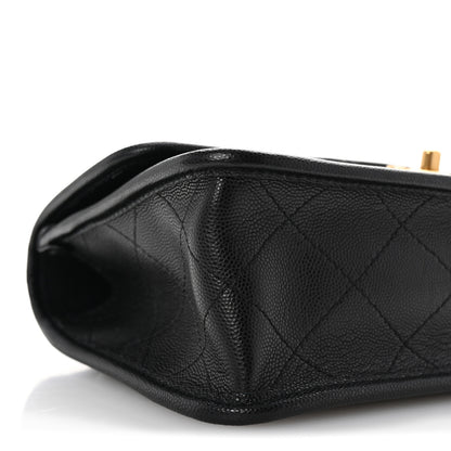 Chanel Caviar Quilted School Memory Small Top Handle Flap Black 9 of 10