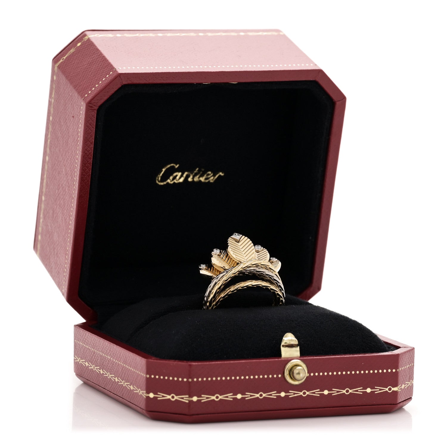 Cartier 18K Yellow White Gold Diamond Grain de Cafe Ring 57 8 5 of 5