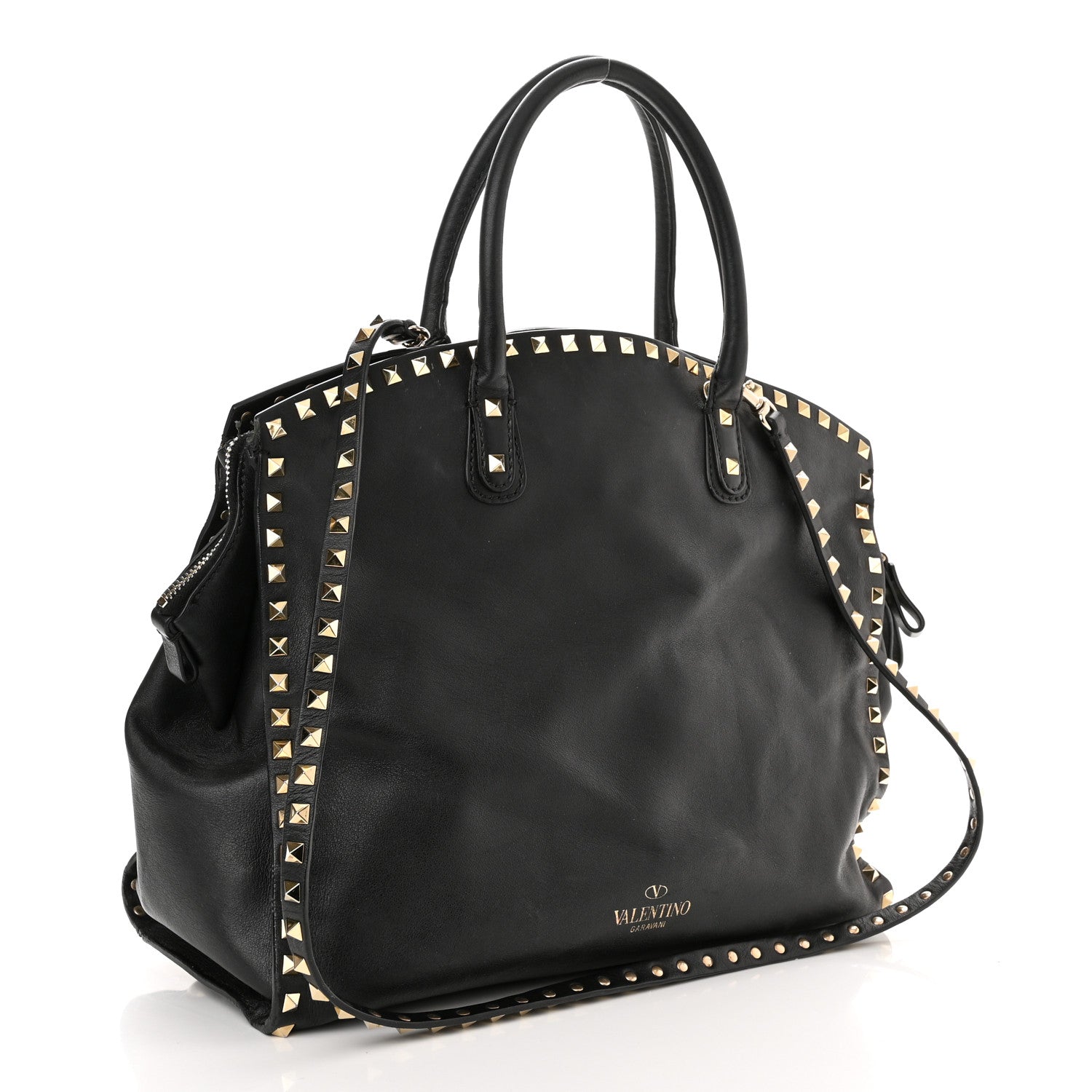 Valentino Garavani Vitello Rockstud Dome Shopper Black 3 of 14