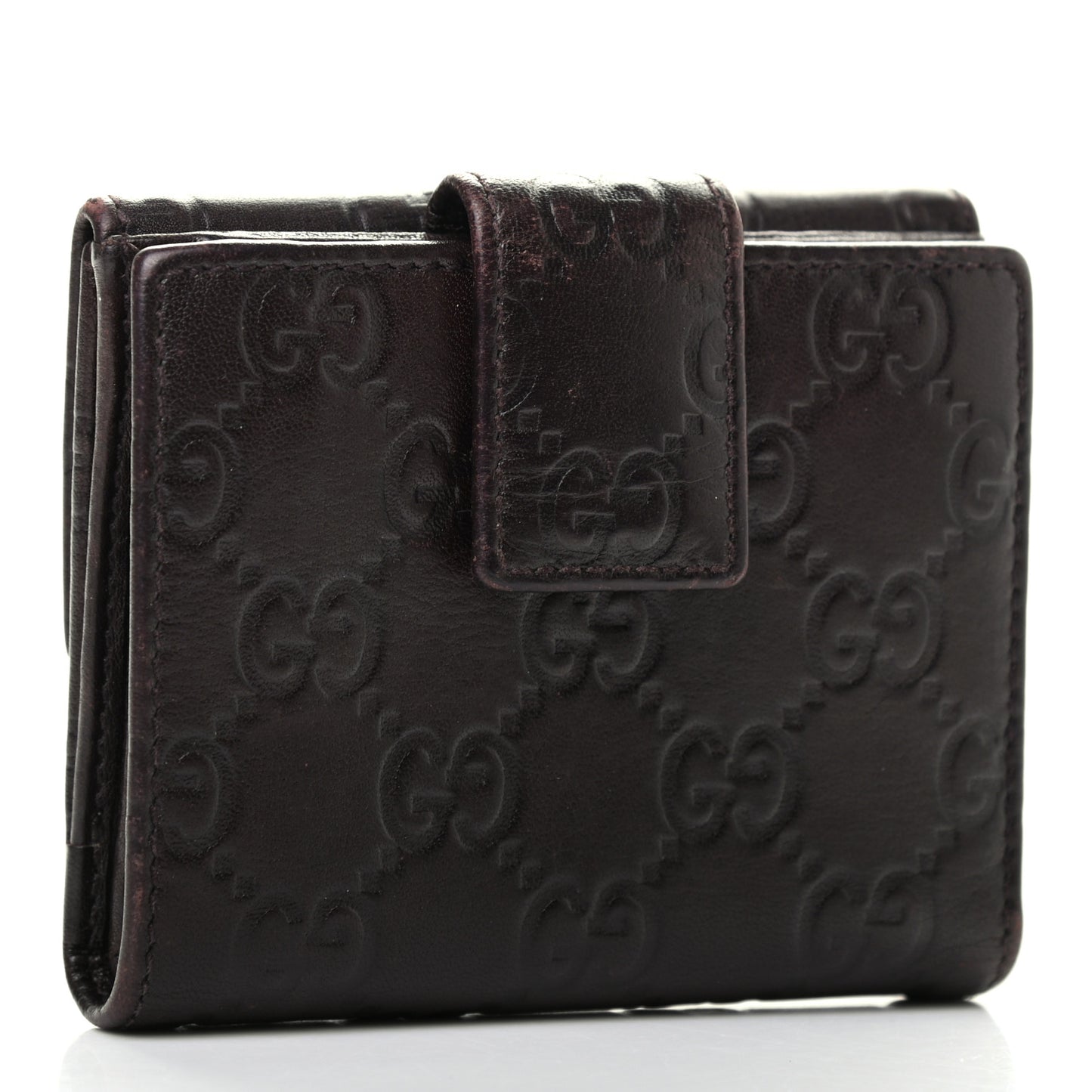 Guccissima Princy Compact French Flap Wallet Dark Brown