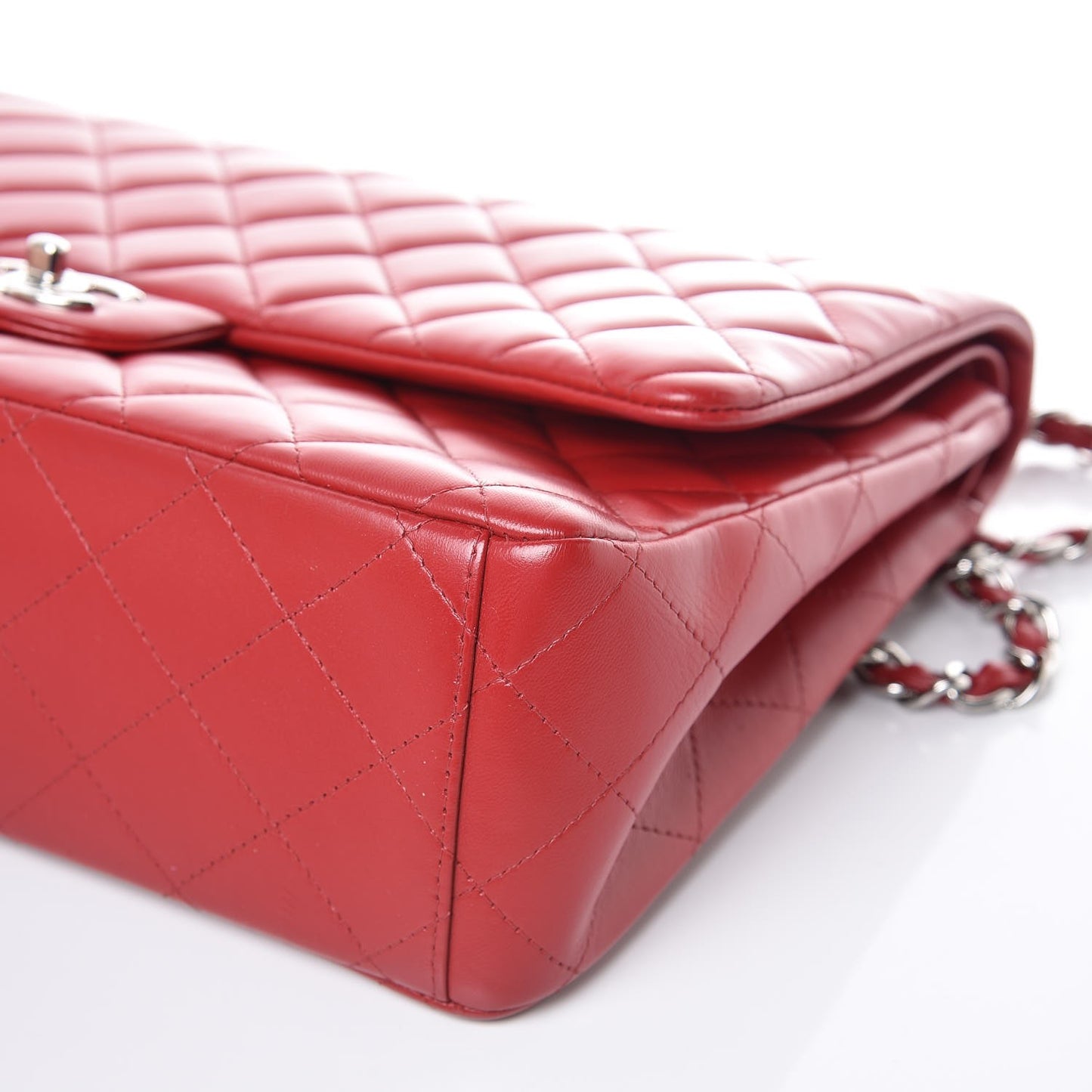Lambskin Quilted Maxi Double Flap Red