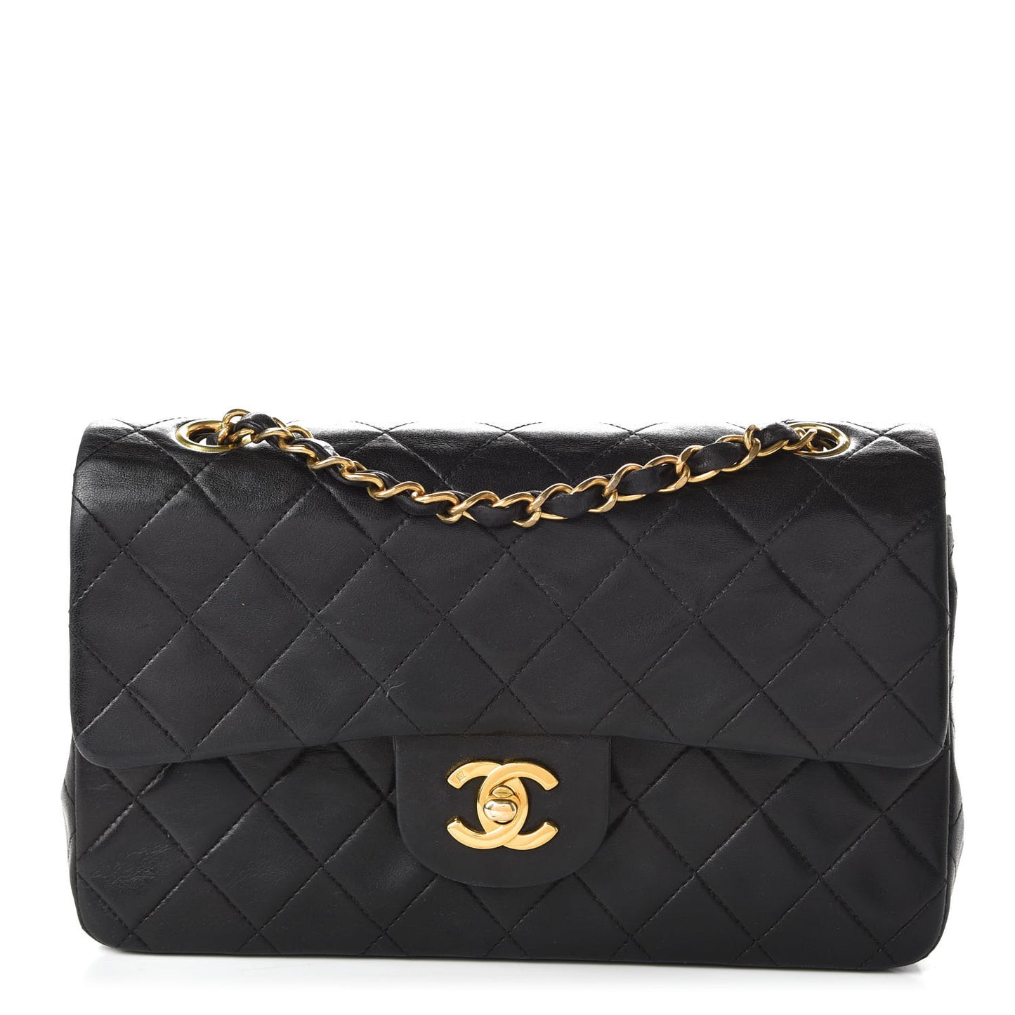 Lambskin Quilted Small Double Flap Black