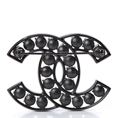 Chanel Ruthenium Crystal CC Brooch Black 3 of 4