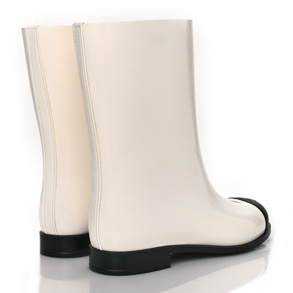 Chanel Rubber Rain Boots 37 Ivory Black 4 of 8