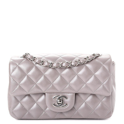 Chanel Metallic Lambskin Quilted Mini Rectangular Flap Silver 1 of 8