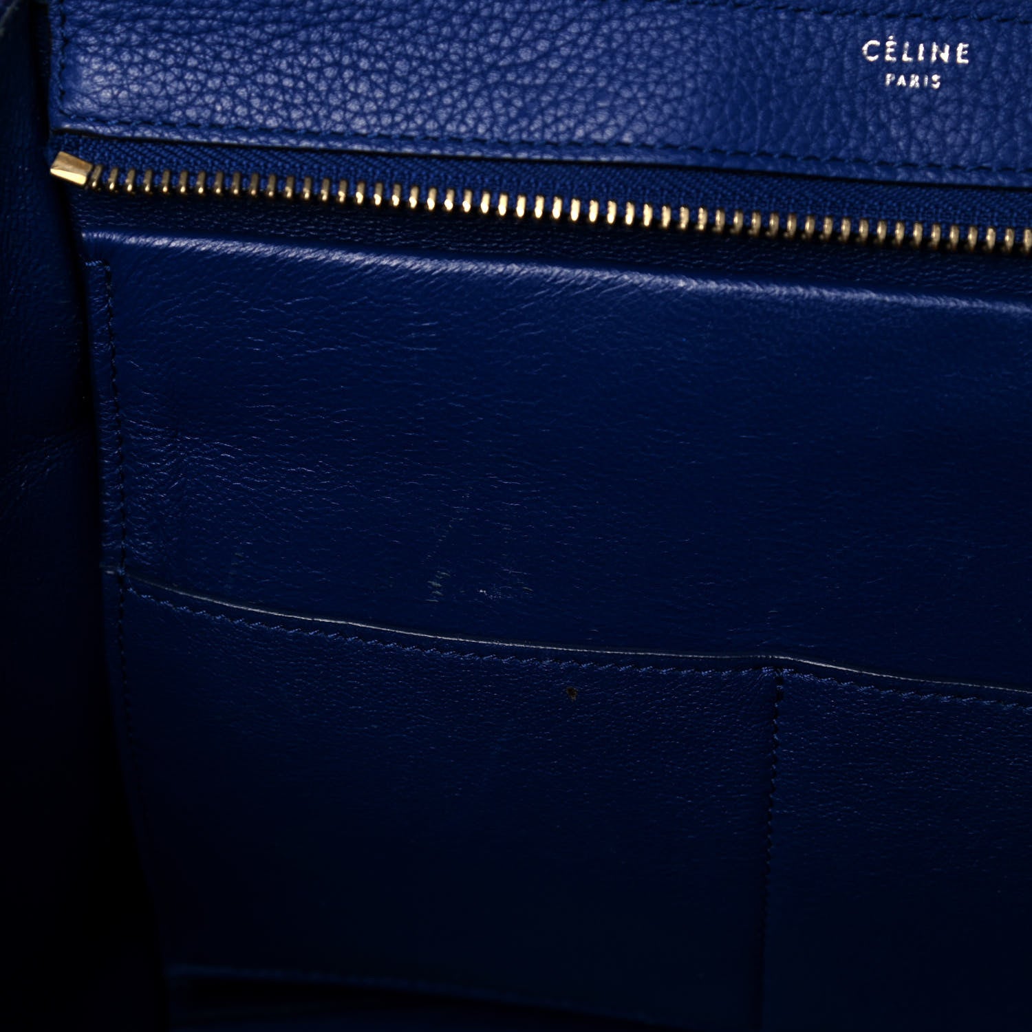Celine Drummed Calfskin Suede Small Trapeze Indigo 6 of 9