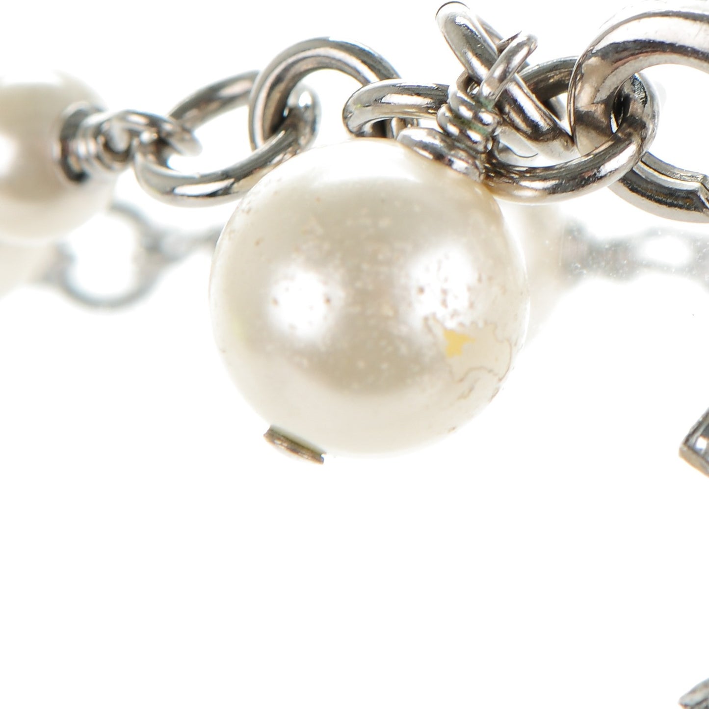 Baguette Crystal Pearl CC Bracelet Silver