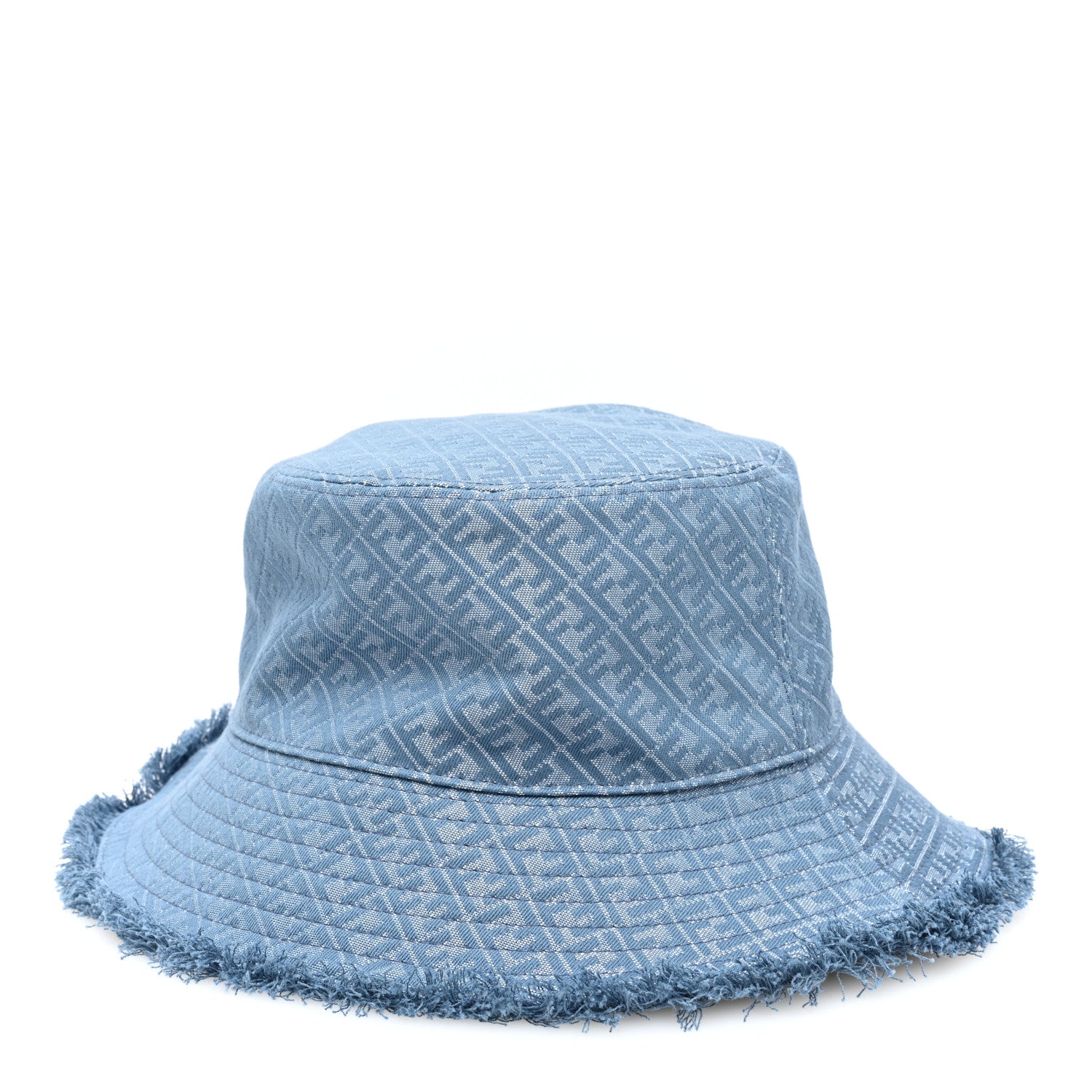 Fendi Denim Frayed FF Bucket Hat L Blue 1 of 8