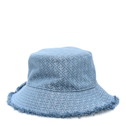 Fendi Denim Frayed FF Bucket Hat L Blue 1 of 8
