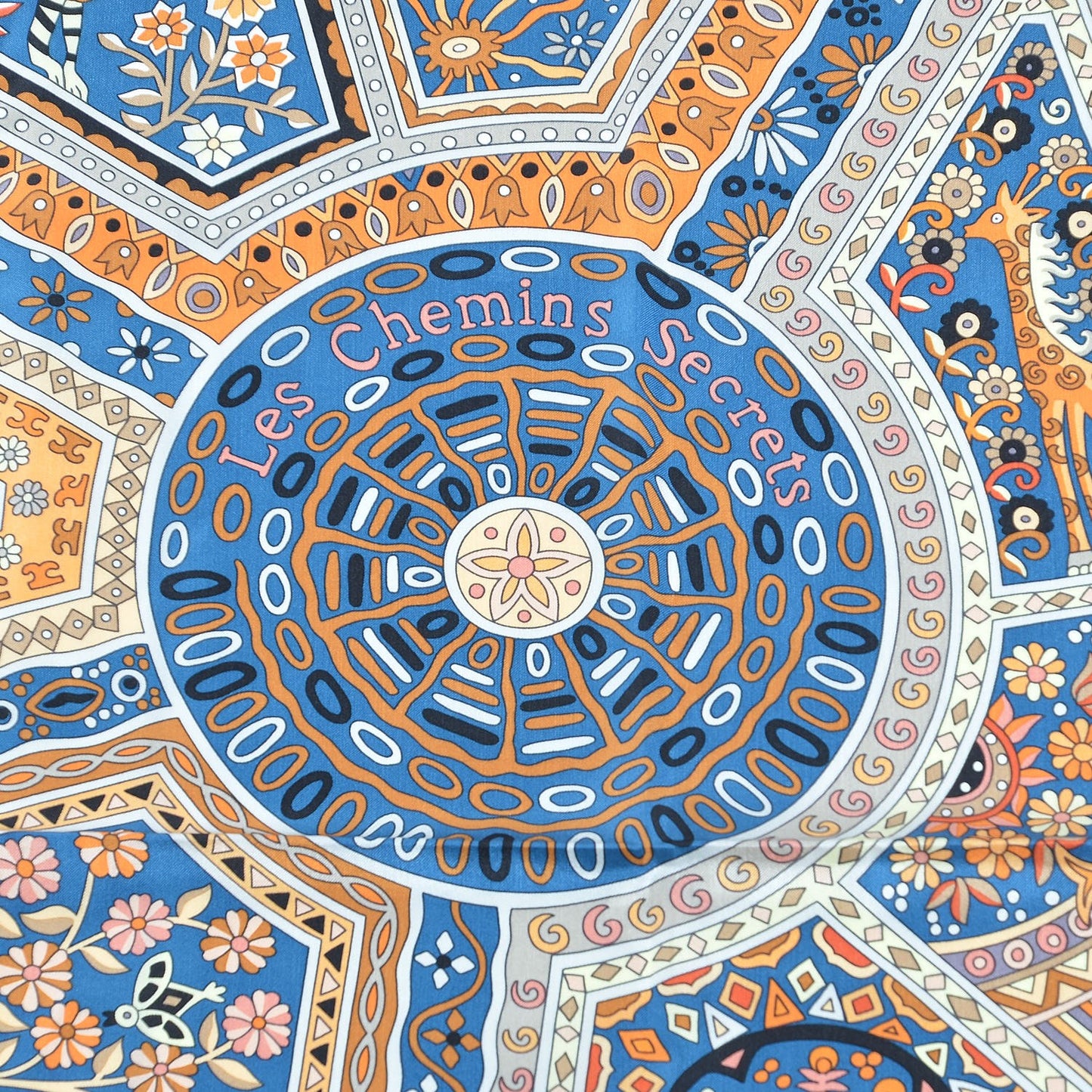 Silk Les Chemins Secrets Scarf 140 Petrole Beige Marine