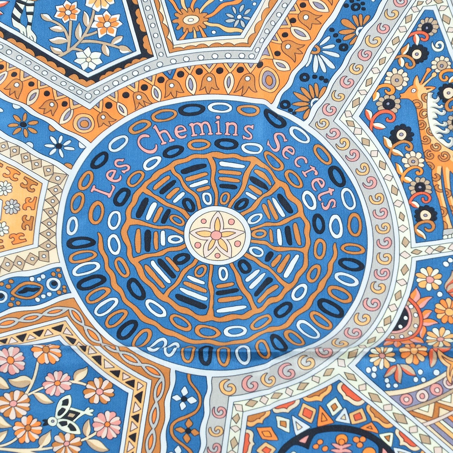 Hermes Silk Les Chemins Secrets Scarf 140 Petrole Beige Marine 5 of 6