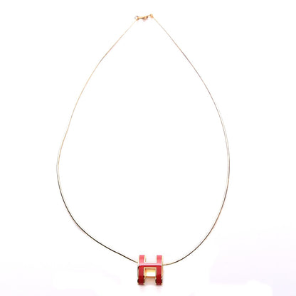 Hermes Lacquered Gold Pop H Pendant Necklace Corail 3 of 7
