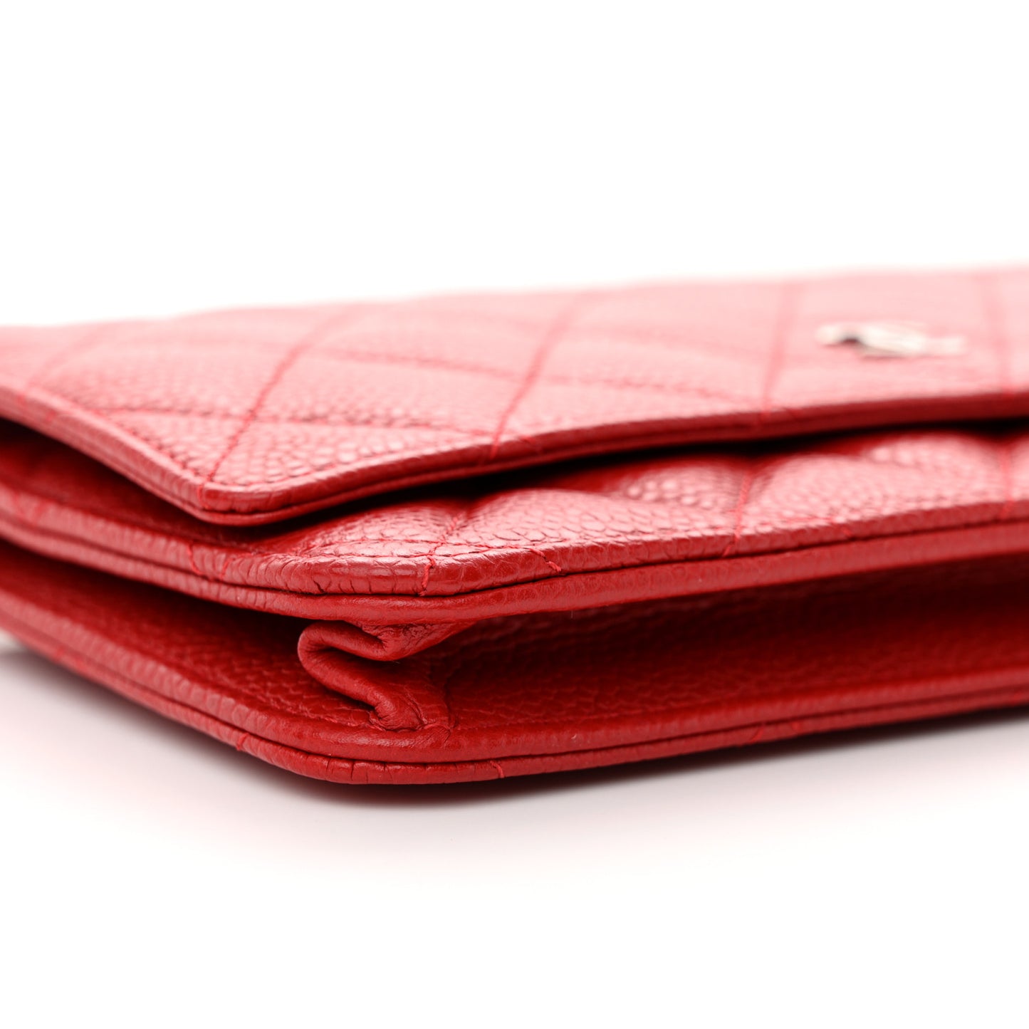 Caviar Quilted Wallet on Chain WOC Red